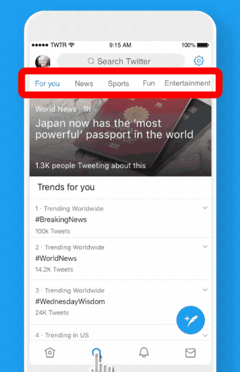 Twitterがツイート検索を分類するジャンル別タブ機能をリリース Gigazine