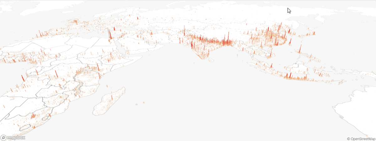 3d地図で世界の人口分布を示した Population Mountains では見えなかったものが見えてくる Gigazine