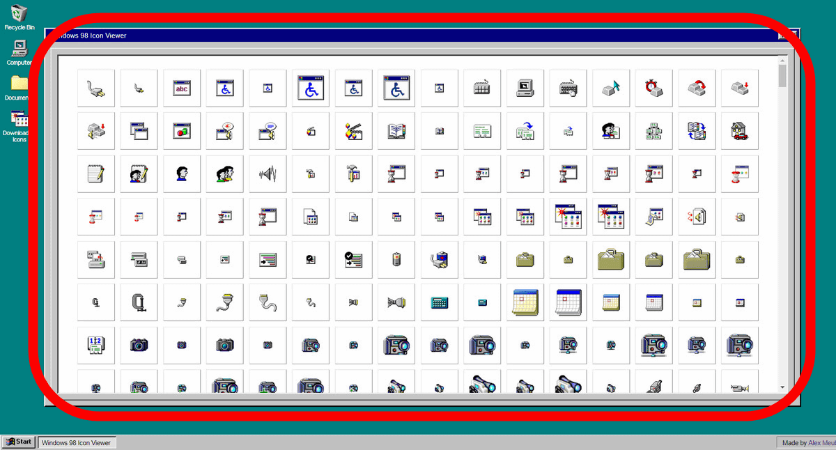 年経っても色あせないwindows 98のアイコンを無料でダウンロード可能な Windows 98 Icon Viewer Gigazine