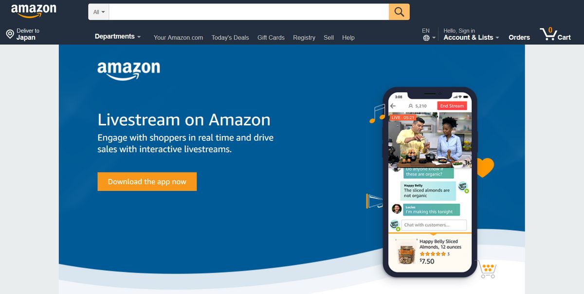 Amazonで売り手が顧客に商品を直接アピールできるライブ配信サービス「Amazon Live」がスタート - GIGAZINE
