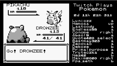 ポケモンを数千人で一斉に操作する Twitch Plays Pokemon がポケモン赤 青を同時に実況配信中 ジムバッジは既に2個ゲット Gigazine