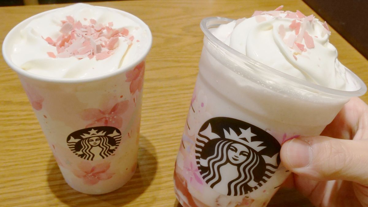 桜満開の春をテーマにしたスタバの「さくらフル フラペチーノ