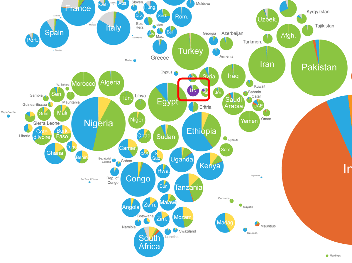 宗教の分布と信者の人数が一目で分かる地図 Gigazine