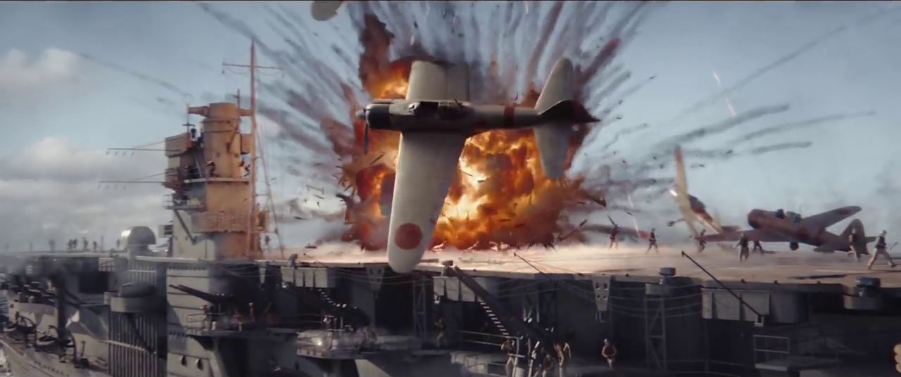 無数の航空機が飛び交い空母が爆発炎上する映画 ミッドウェー 新予告編公開 Gigazine