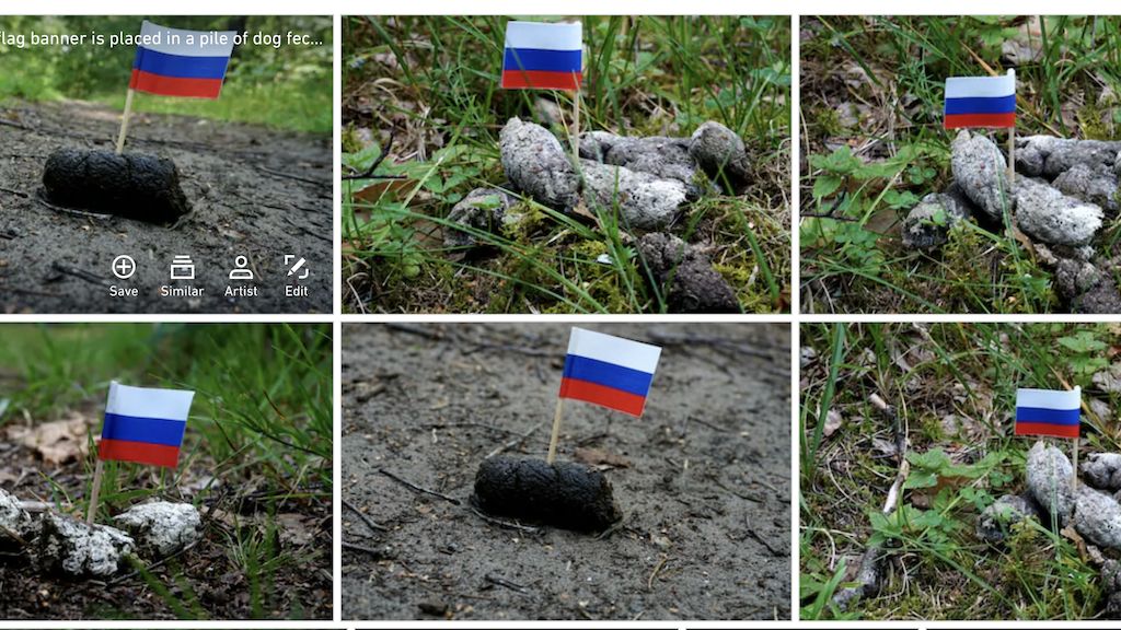 犬のうんちにロシア国旗を刺した写真 を載せた写真素材サイトをロシアがブロック Gigazine