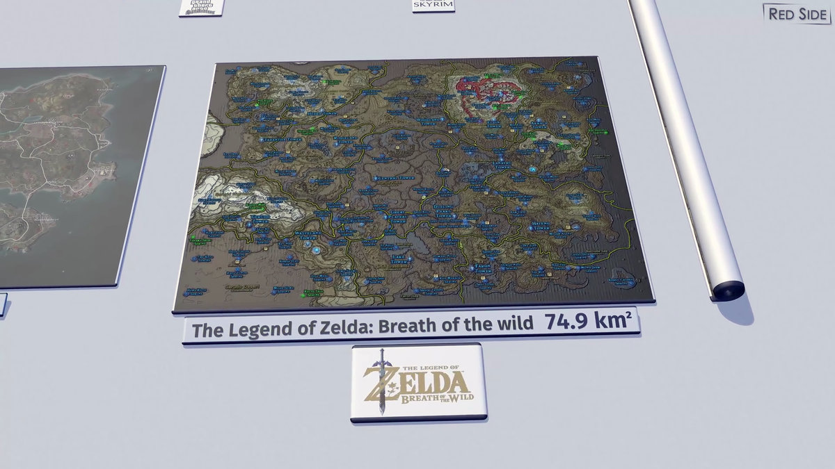 zelda breath of the wild map size vs skyrim