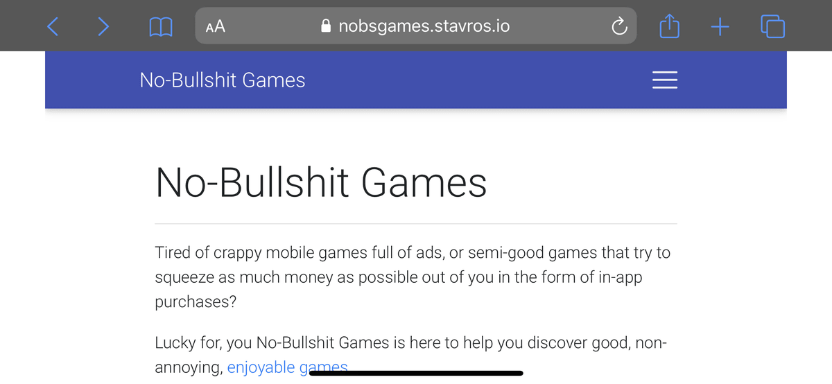 アイテム課金や広告表示のない高評価スマホゲームだけを簡単に検索できる No Bullshit Games Gigazine