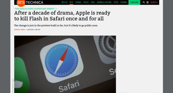 Apple S Browser Safari Enters The Countdown Phase Of End Of Adobe Flash Support Gigazine