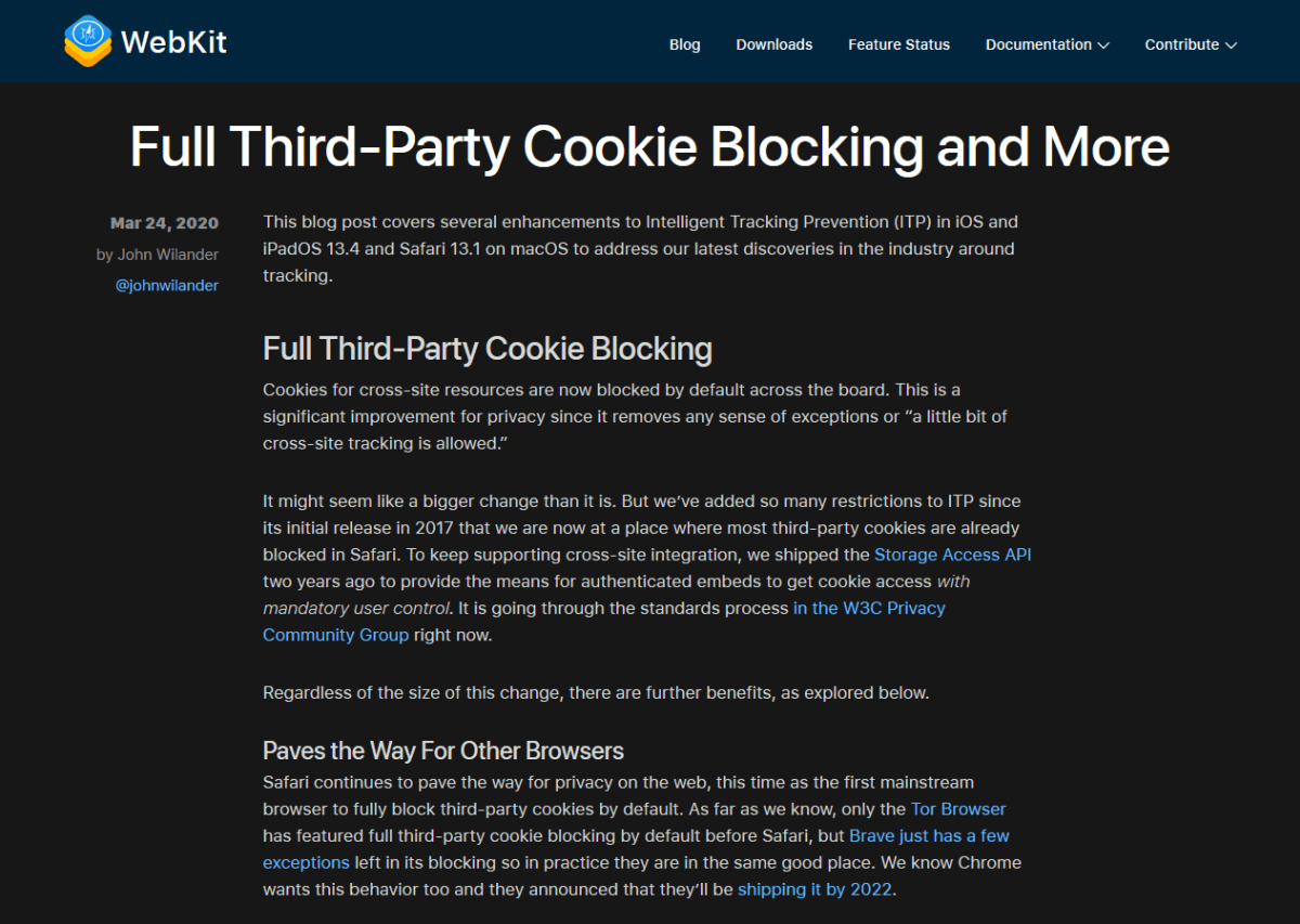 Safari will now block third-party cookies by default, delete a site's local  storage after seven days