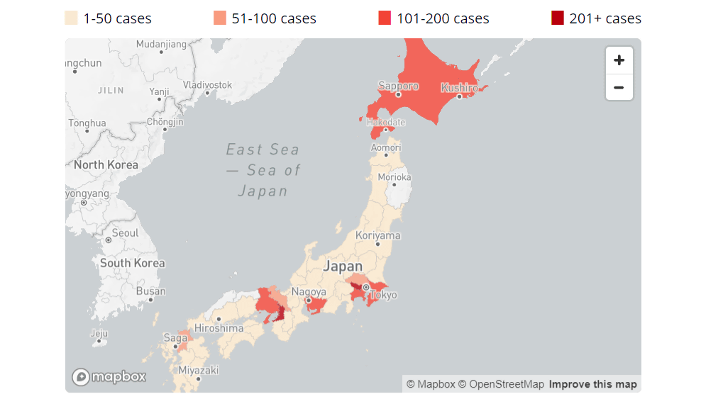 各都道府県の新型コロナウイルス感染状況をわかりやすく可視化した Japan Covid 19 Coronavirus Tracker Gigazine