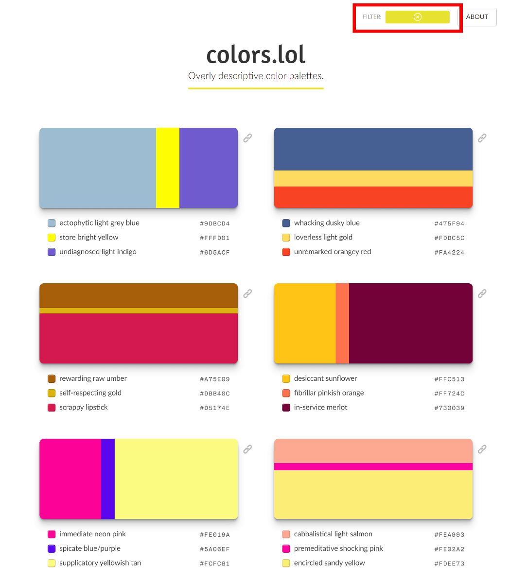 印象的な色の組み合わせを探せるカラーパレット集 Colors Lol Gigazine