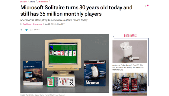 Microsoft Solitaire turns 30 years old today and still has 35 million  monthly players - The Verge