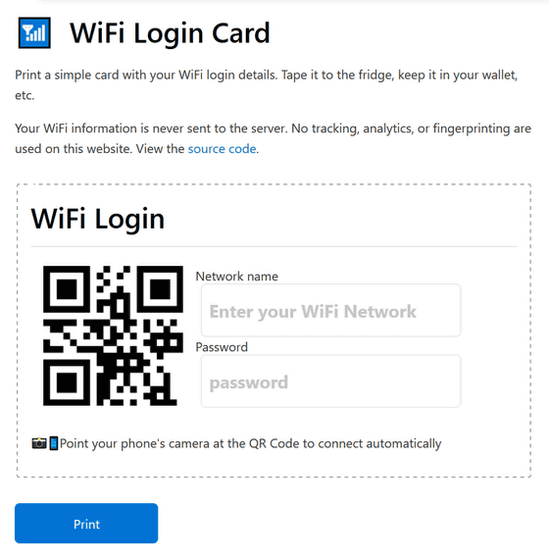 Qrコードを読み取るだけでwi Fiにログインできるカードを簡単に作成できる Wifi Login Card Gigazine