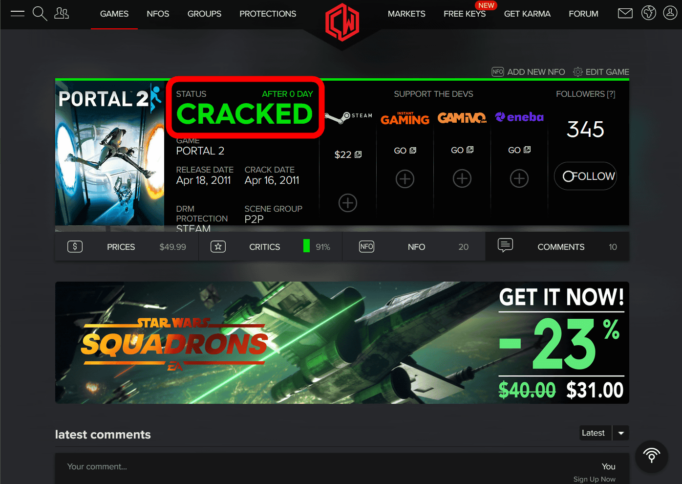 OmyCrack - Monitors the crack status of all games