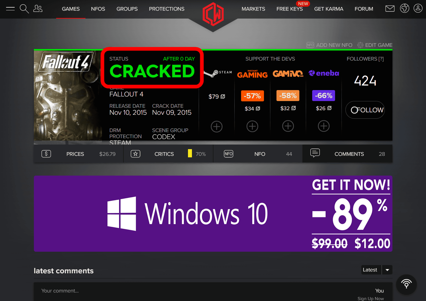 Crack Status  Updated Cracked Status of Games