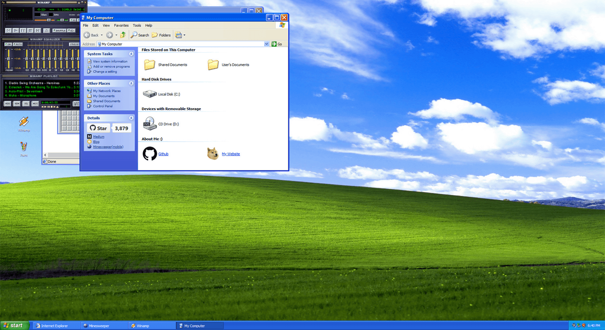 The Windows XP desktop recreated in your browser