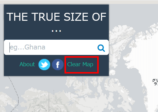 The True Size Of '' shows the true size of the country that is