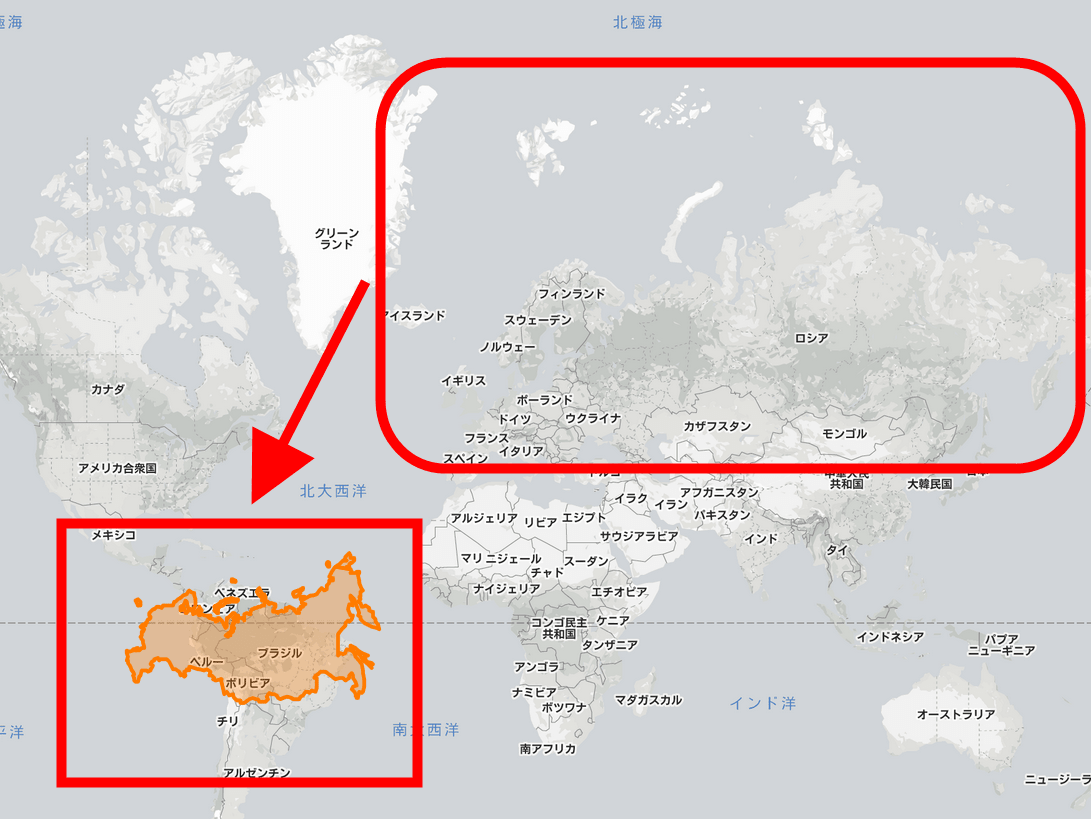 The True Size Of '' shows the true size of the country that is not  distorted by the Mercator projection, such as ``Surprisingly large Japanese  archipelago'' - GIGAZINE