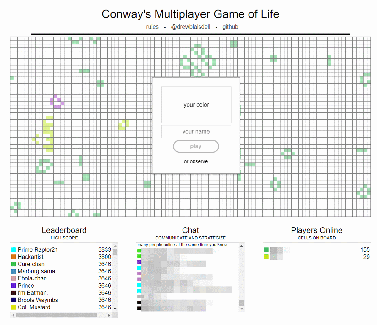 I tried playing the multiplayer life game 'Conway's Multiplayer Game of Life'  where you can observe the growth and death of cells for free - GIGAZINE