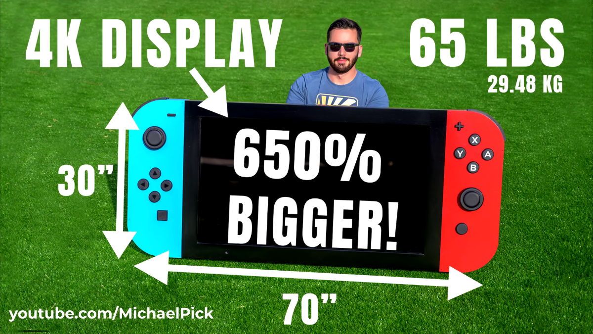A fierce man who made own super-large Nintendo Switch with a 4K display a weight 30 kg appeared - GIGAZINE