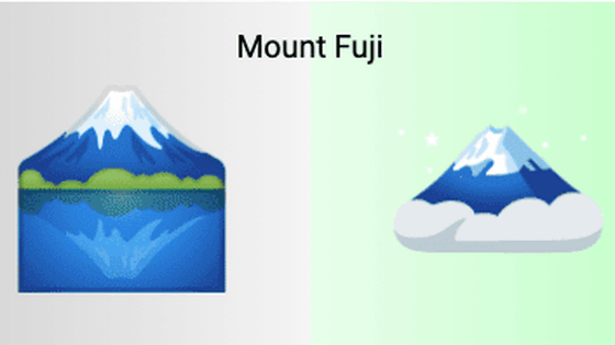 Android 12 で更新される絵文字まとめ 富士山から湖が消失など3種に変更アリ Gigazine