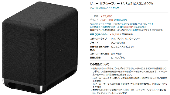 宇宙の香り ソニー(SONY) SA-SW5 サブウーファー