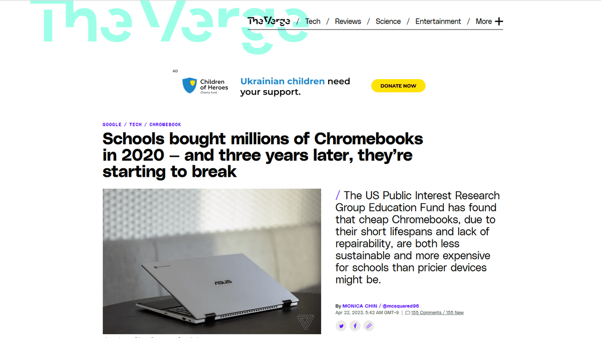 Chromebook Churn' report highlights problems of short-lived laptops in  schools