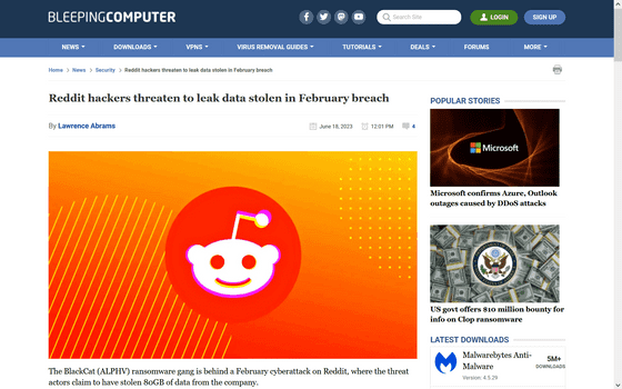 Ransomware Gang To Reddit: We Stole 80GB Of Your Data