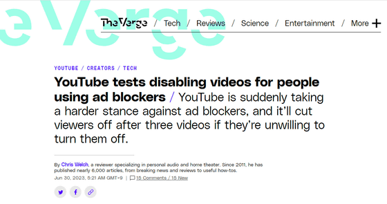 tests disabling videos for people using ad blockers - The Verge