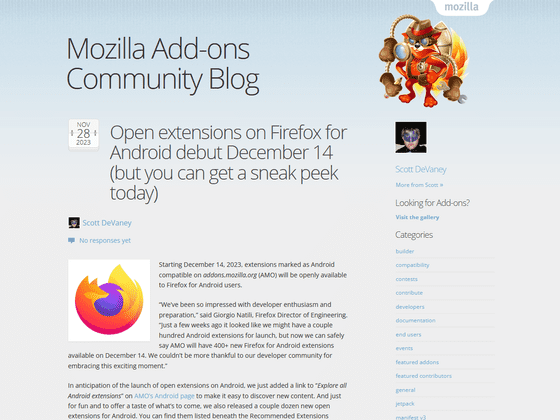 Mozilla will release extensions for Firefox on Android on November 21
