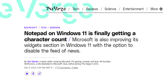Notepad on Windows 11 is finally getting a character count - The Verge
