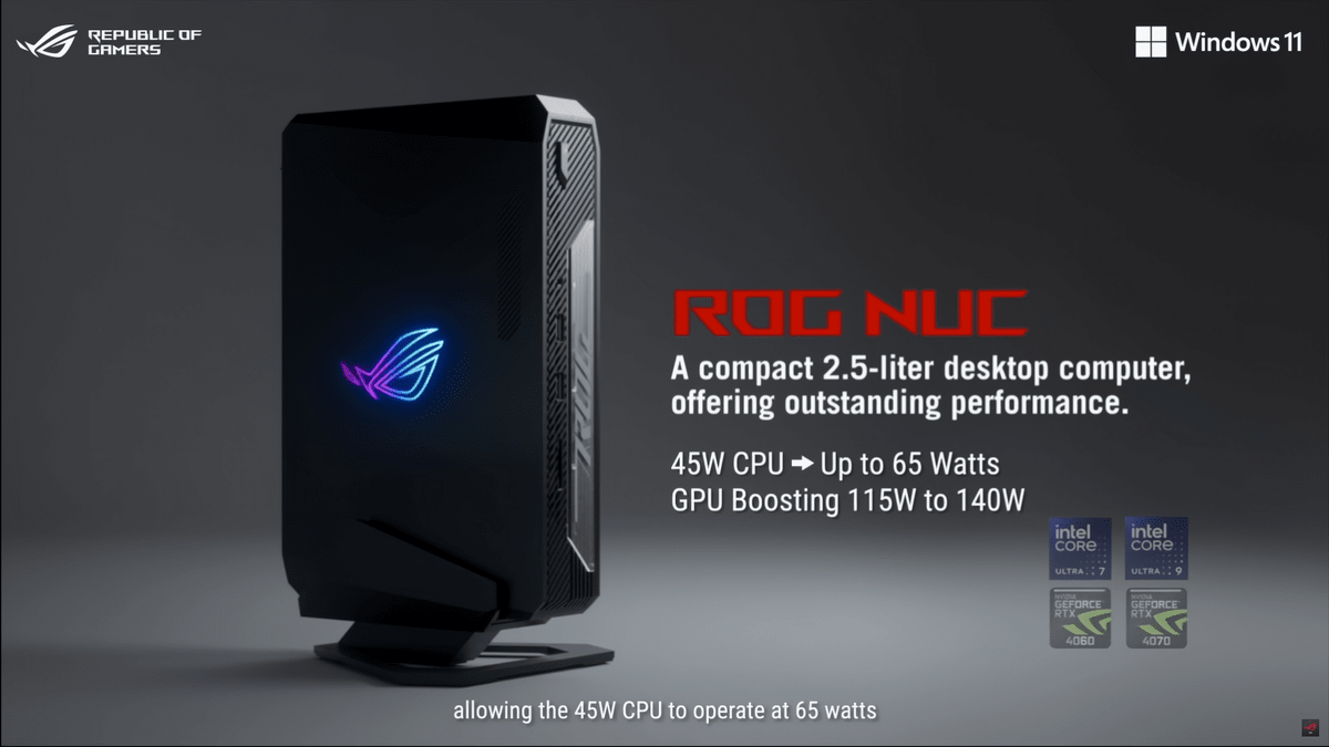 ASUS ROG NUC: New mini-PC packs NVIDIA GeForce RTX 4070 and Intel