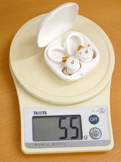 Weight of earbuds including charging case