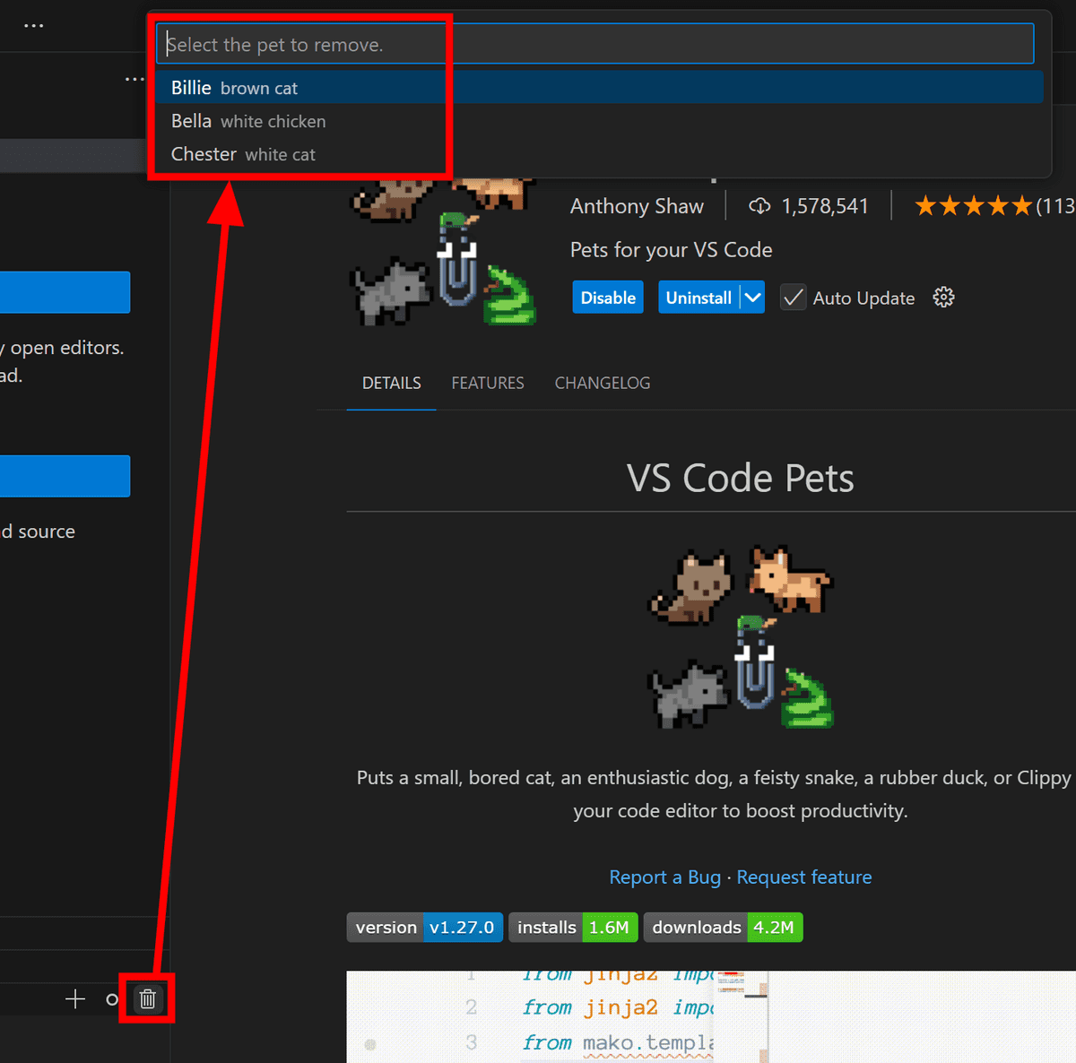 I Played With Pets Using The VS Code Pets Extension That Displays 